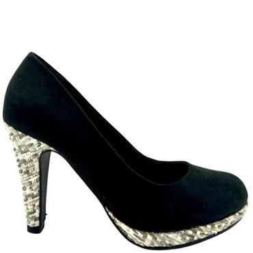 MARCO TOZZI MID HEEL COURT - BLACK